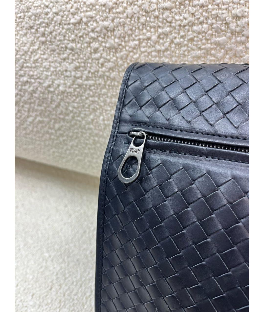 BOTTEGA VENETA Темно-синий кожаный портфель, фото 4