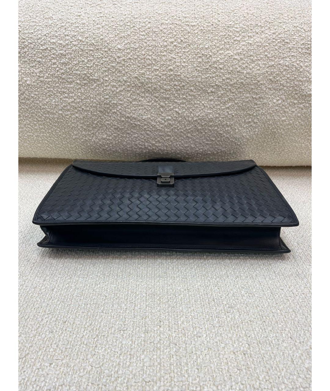 BOTTEGA VENETA Темно-синий кожаный портфель, фото 6