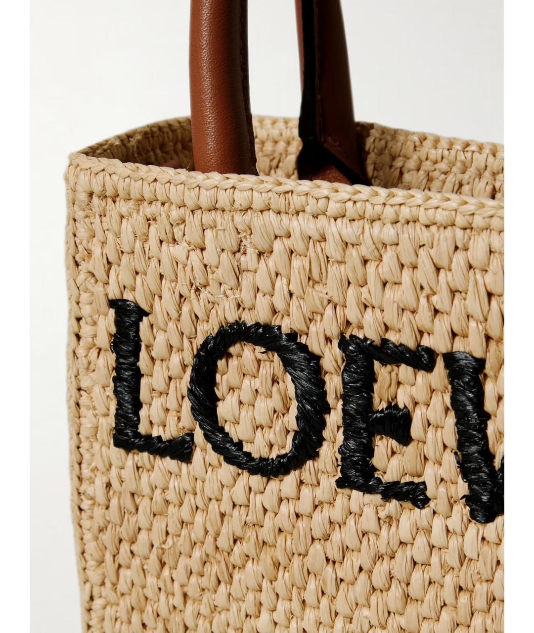 LOEWE Бежевая пелетеная сумка с короткими ручками, фото 5