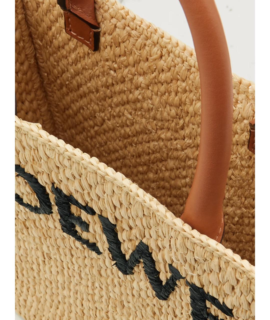 LOEWE Бежевая пелетеная сумка с короткими ручками, фото 6