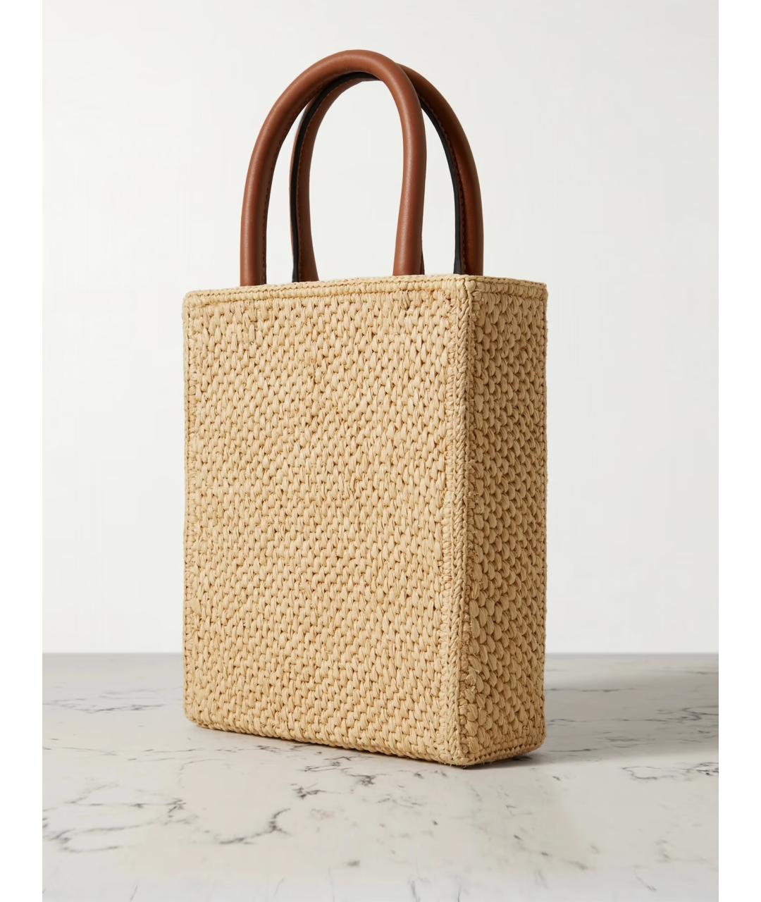 LOEWE Бежевая пелетеная сумка с короткими ручками, фото 4