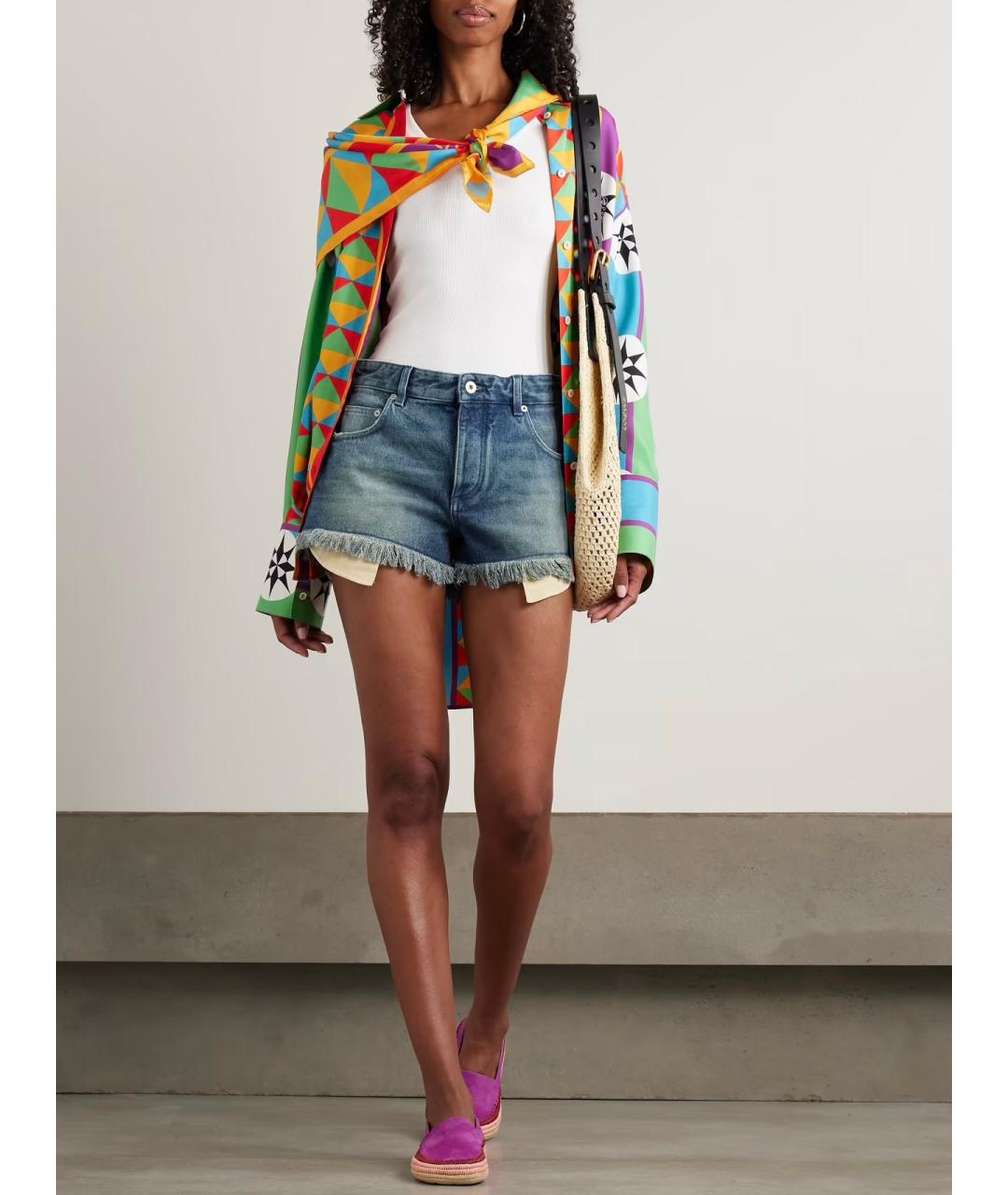 LOEWE Синие хлопковые шорты, фото 4