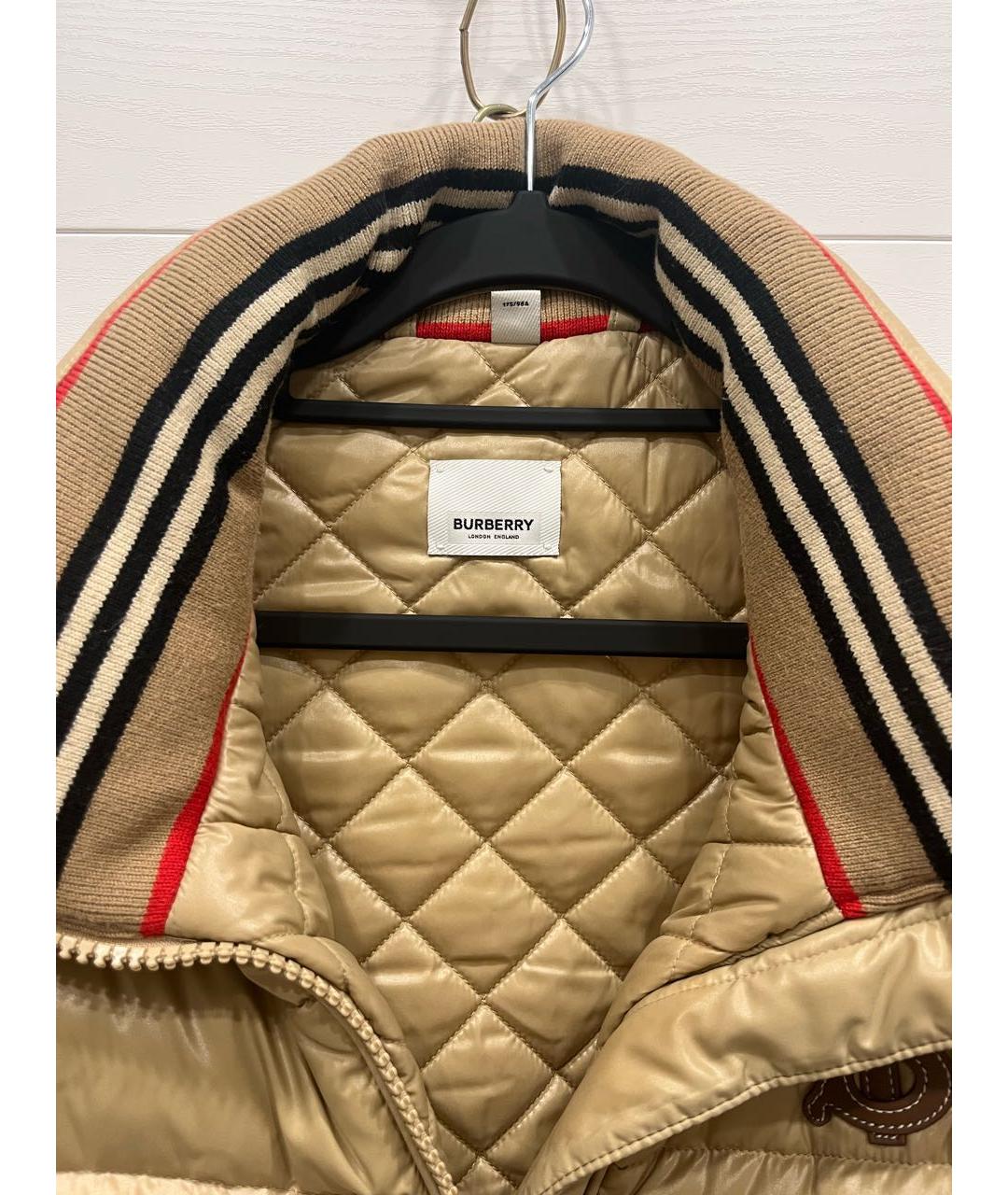BURBERRY Бежевый полиамидовый пуховик, фото 3