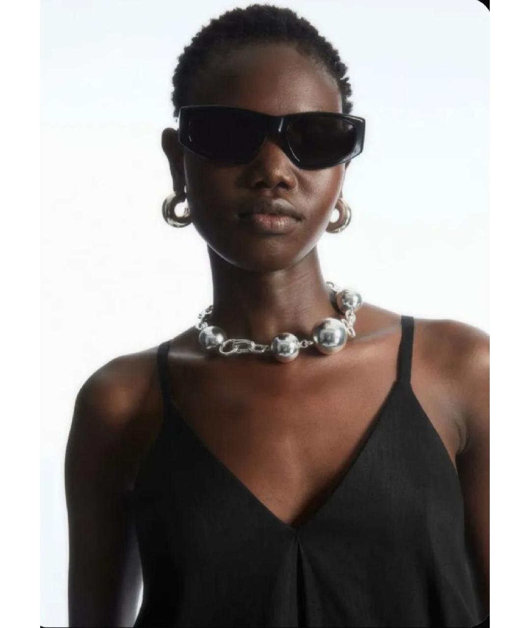 COS Черное льняное повседневное платье, фото 3