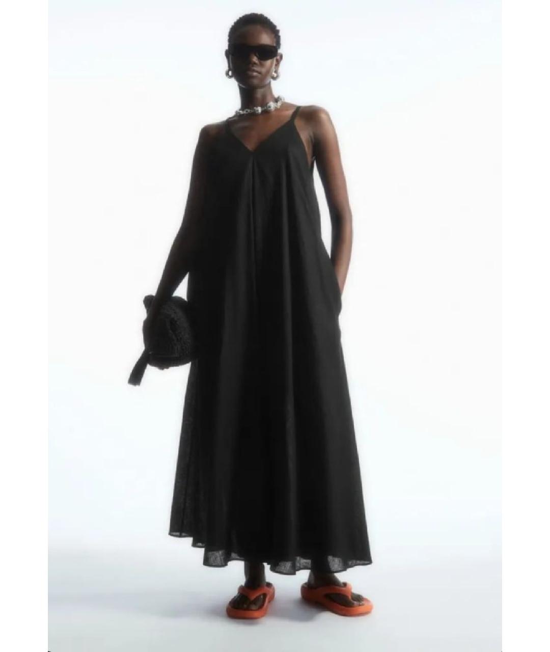 COS Черное льняное повседневное платье, фото 2