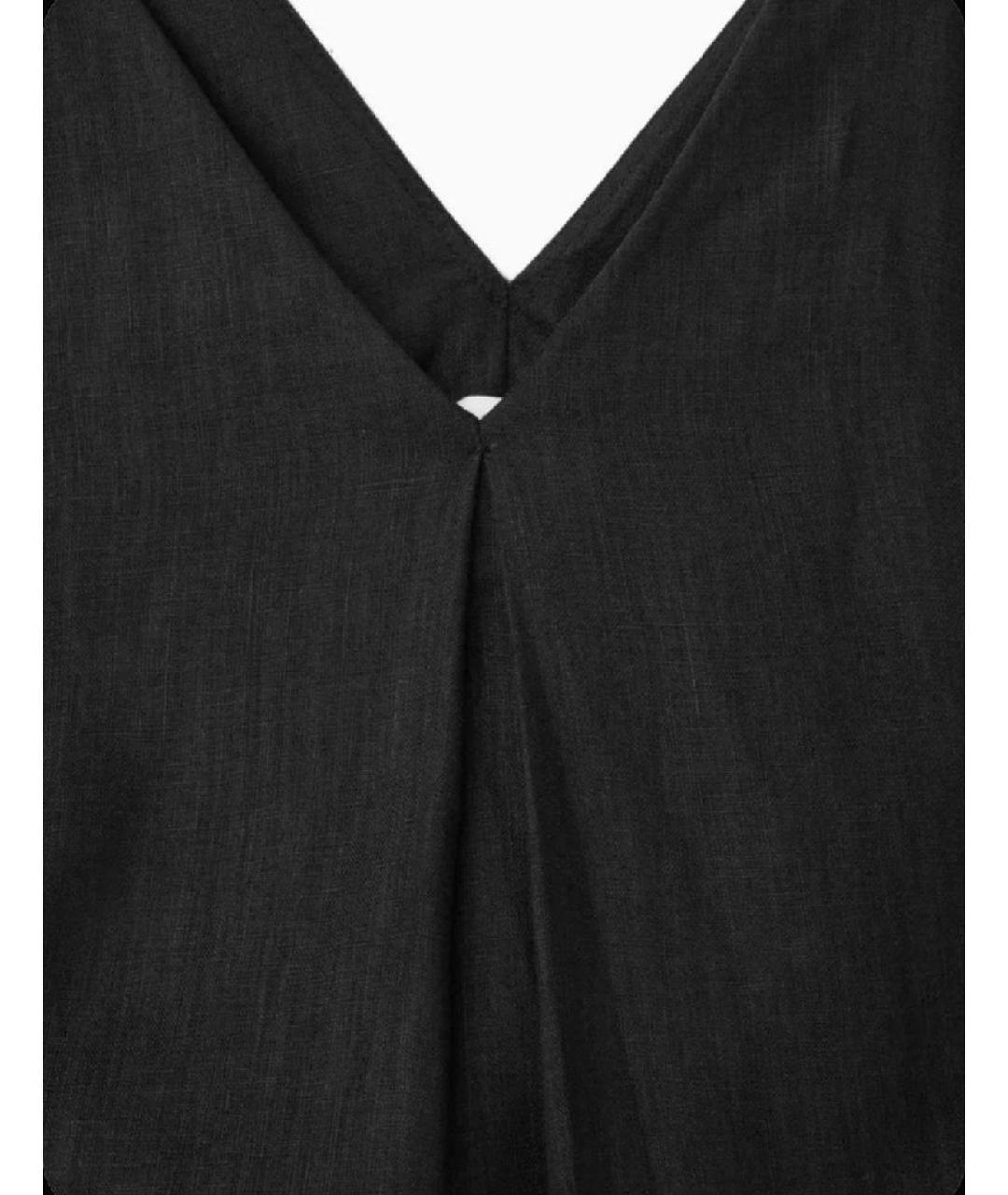 COS Черное льняное повседневное платье, фото 6