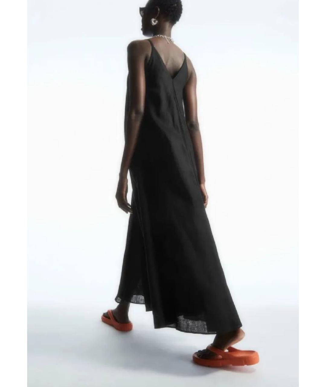 COS Черное льняное повседневное платье, фото 4