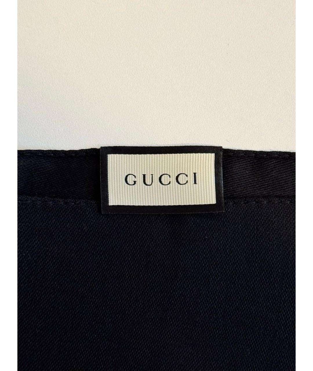 GUCCI Черный шерстяной шарф, фото 6