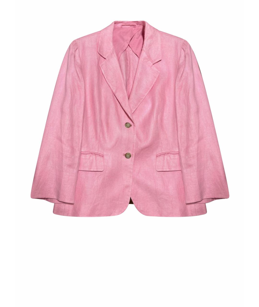 MAX MARA Розовый льняной жакет/пиджак, фото 1