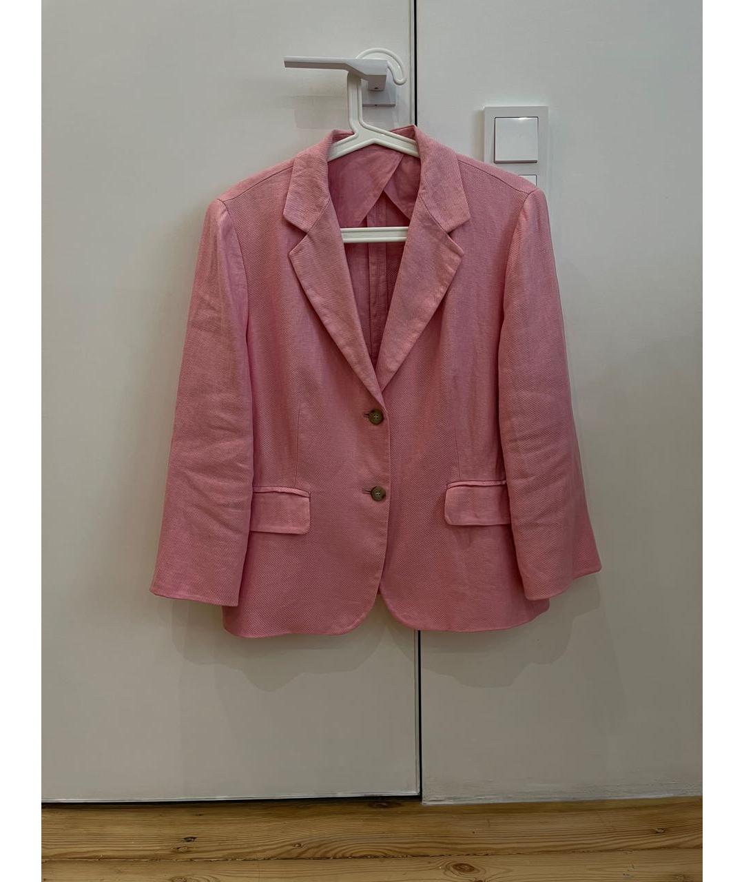 MAX MARA Розовый льняной жакет/пиджак, фото 4