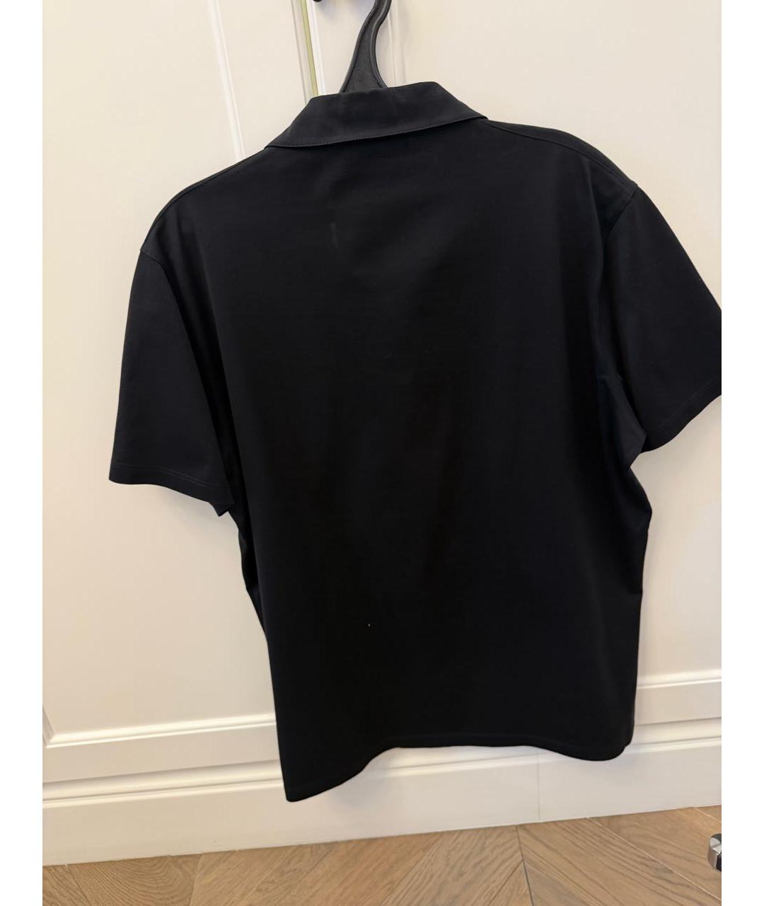 PRADA Черное хлопко-полиэстеровое поло с коротким рукавом, фото 3