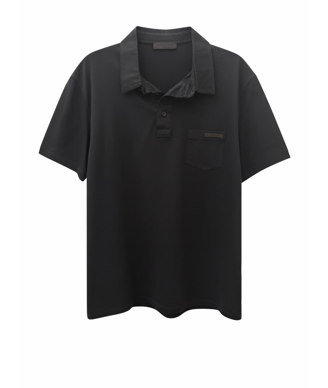 PRADA Черное хлопко-полиэстеровое поло с коротким рукавом, фото 5