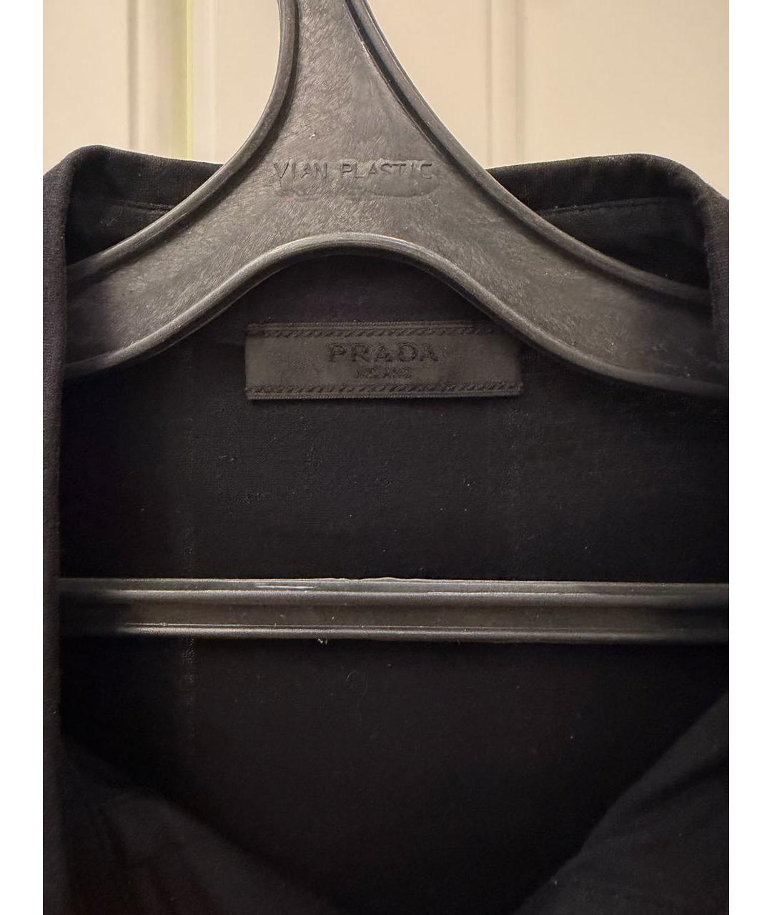 PRADA Черное хлопко-полиэстеровое поло с коротким рукавом, фото 4