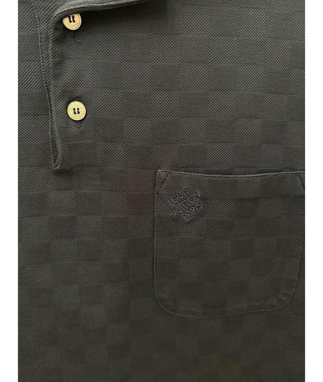 LOUIS VUITTON Черное хлопко-полиэстеровое поло с коротким рукавом, фото 4