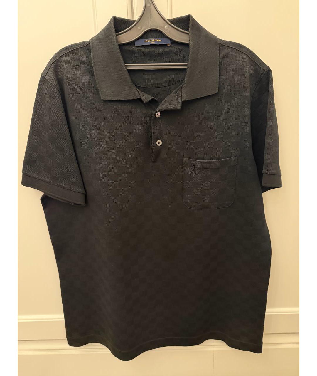 LOUIS VUITTON Черное хлопко-полиэстеровое поло с коротким рукавом, фото 6