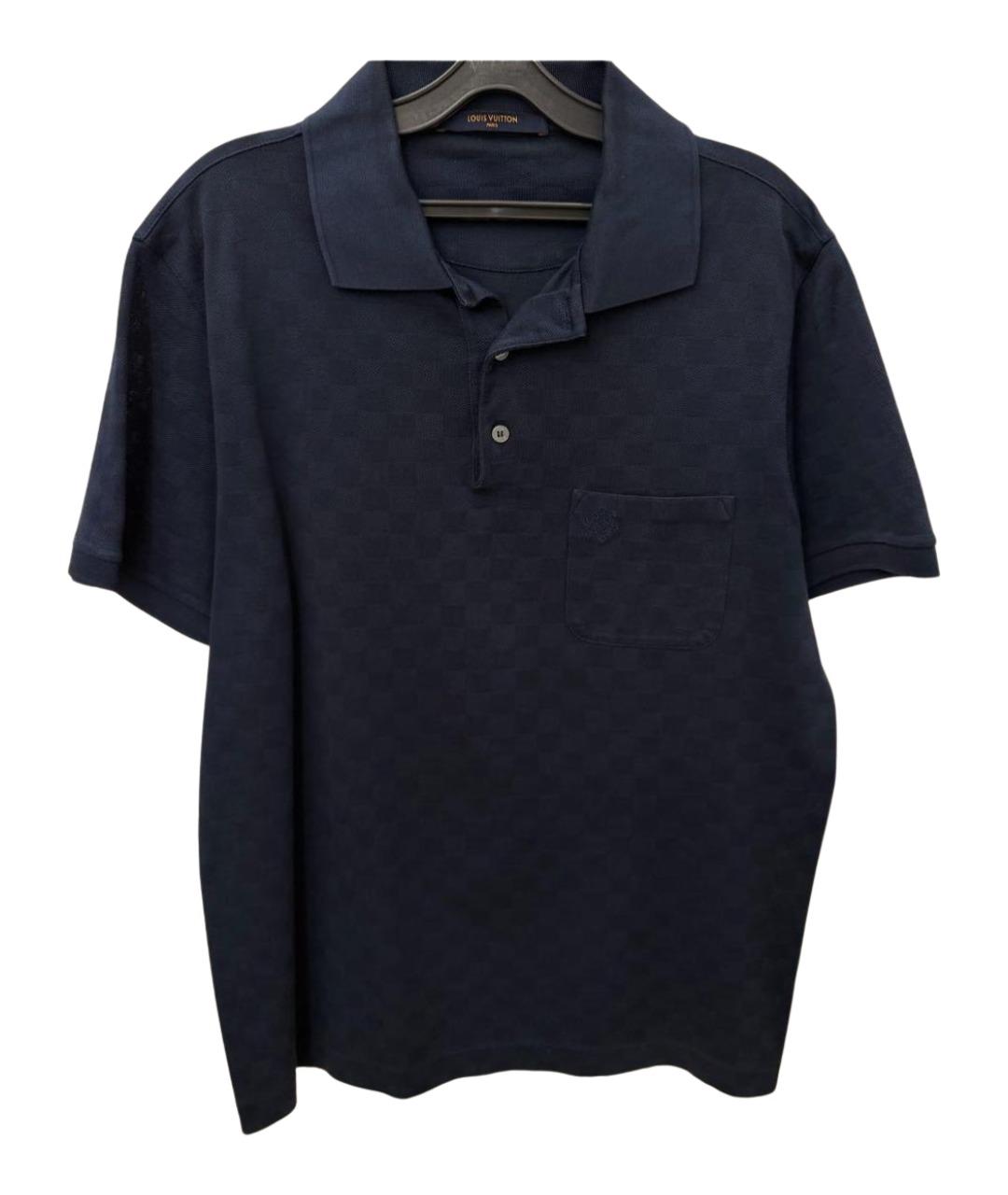 LOUIS VUITTON Темно-синее хлопко-полиэстеровое поло с коротким рукавом, фото 1