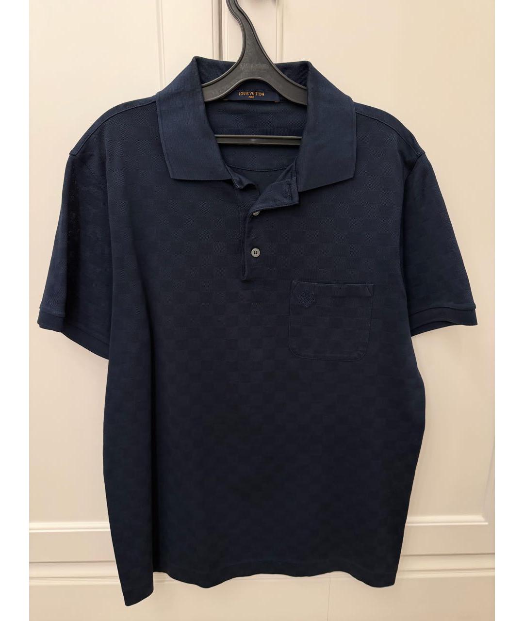 LOUIS VUITTON Темно-синее хлопко-полиэстеровое поло с коротким рукавом, фото 6