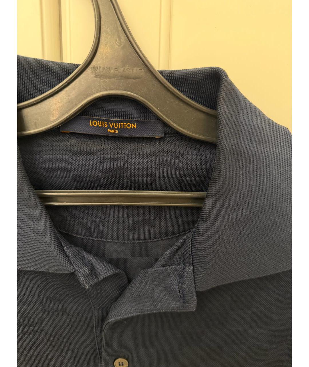 LOUIS VUITTON Темно-синее хлопко-полиэстеровое поло с коротким рукавом, фото 3