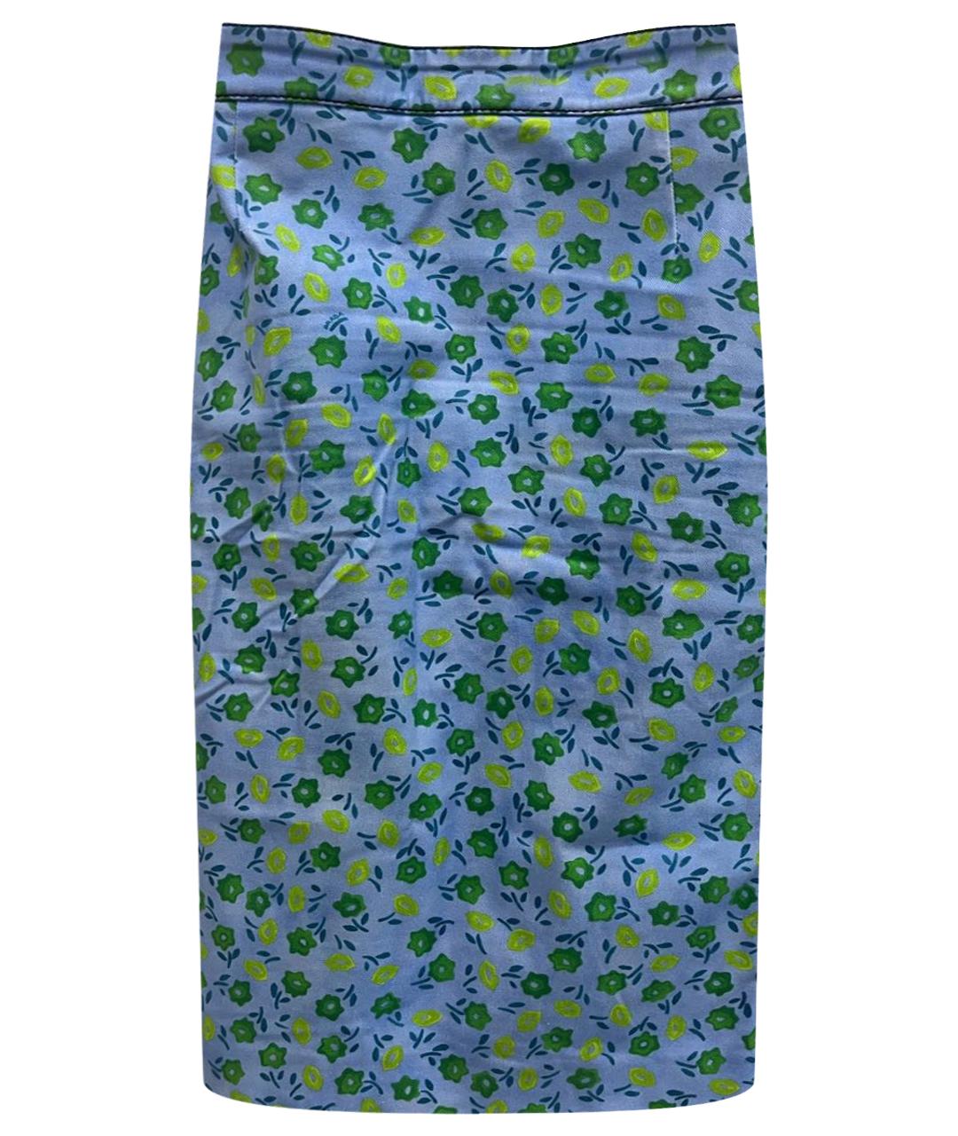 PRADA Голубая хлопковая юбка миди, фото 1