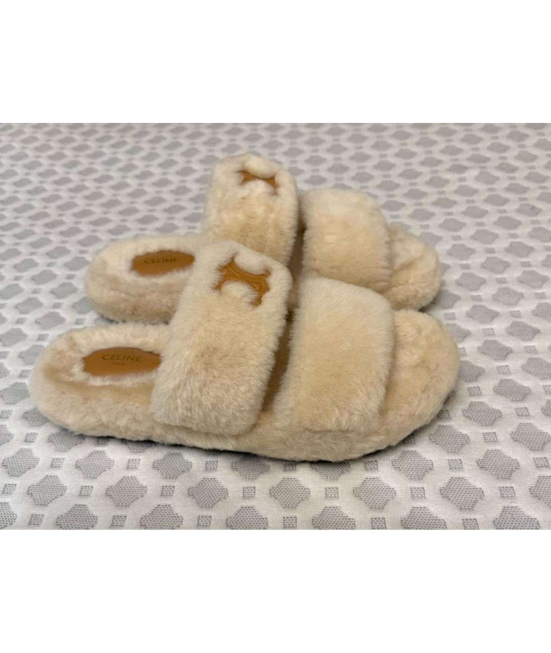 CELINE Бежевые шлепанцы, фото 6