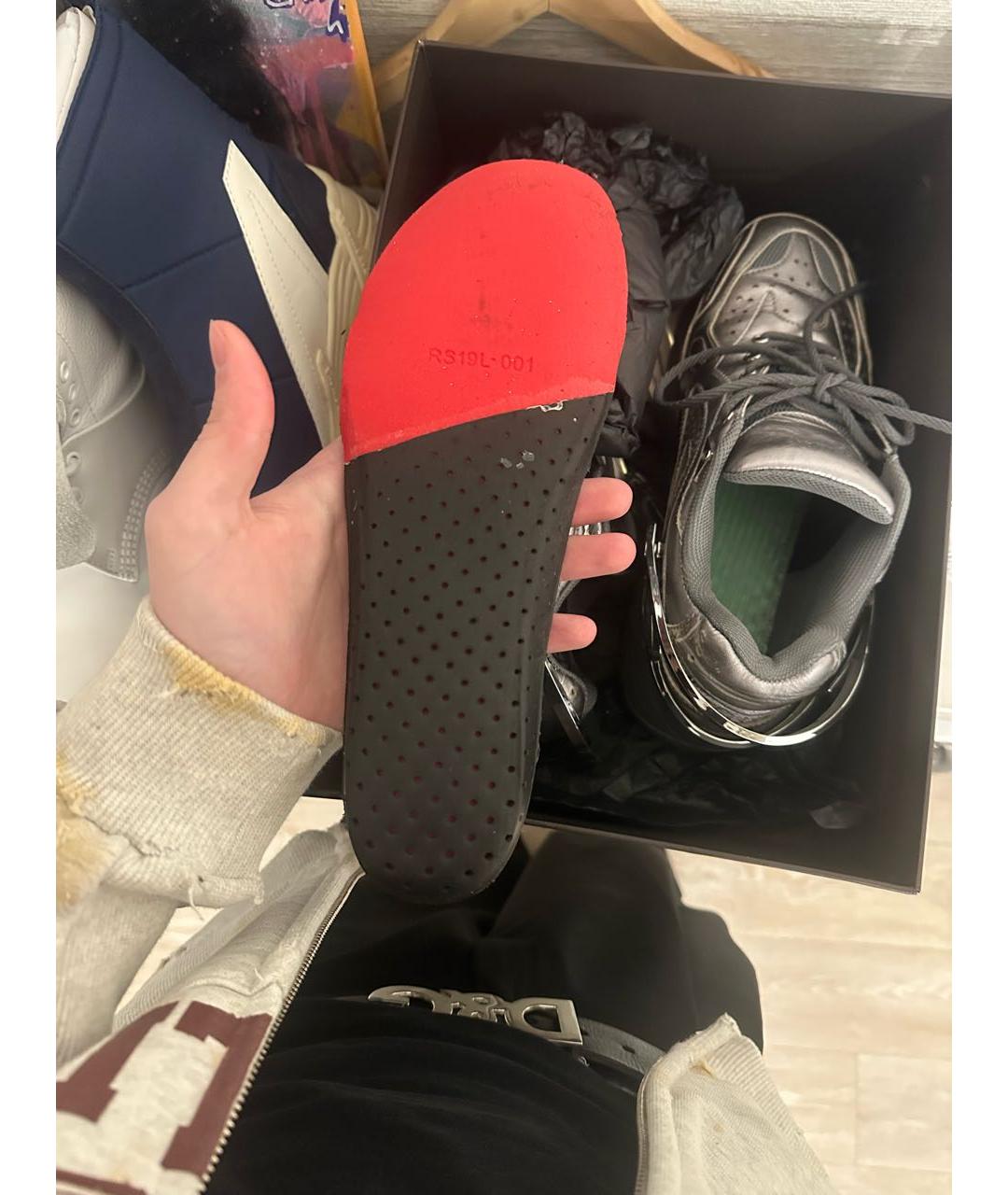 RAF SIMONS Серебряные кожаные низкие кроссовки / кеды, фото 7