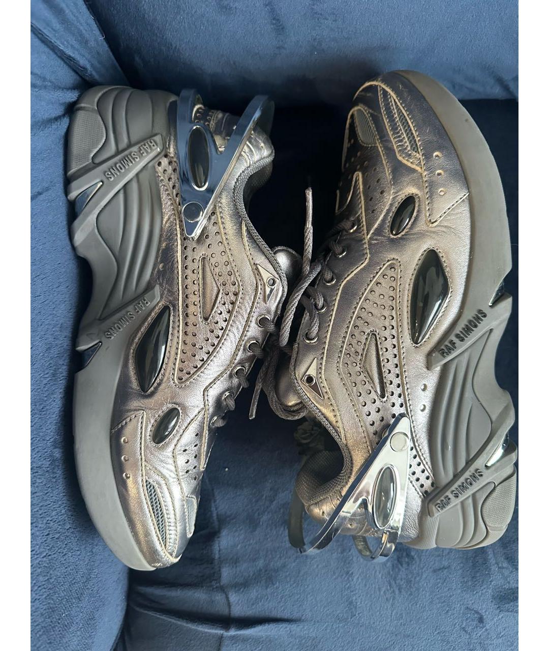 RAF SIMONS Серебряные кожаные низкие кроссовки / кеды, фото 5