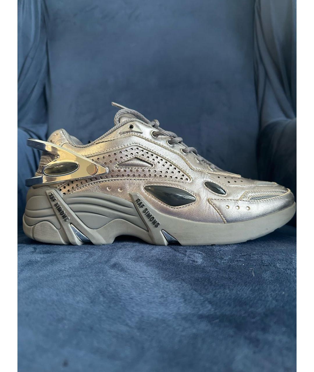 RAF SIMONS Серебряные кожаные низкие кроссовки / кеды, фото 9