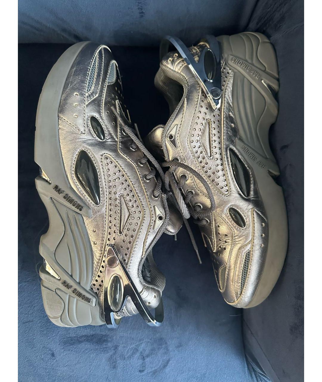 RAF SIMONS Серебряные кожаные низкие кроссовки / кеды, фото 4