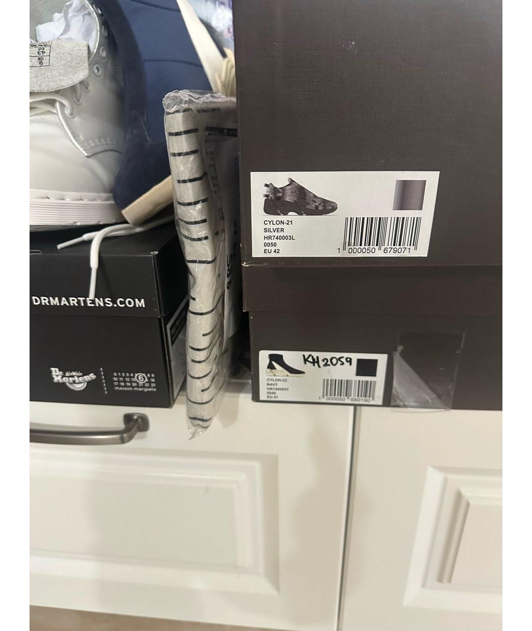 RAF SIMONS Серебряные кожаные низкие кроссовки / кеды, фото 8