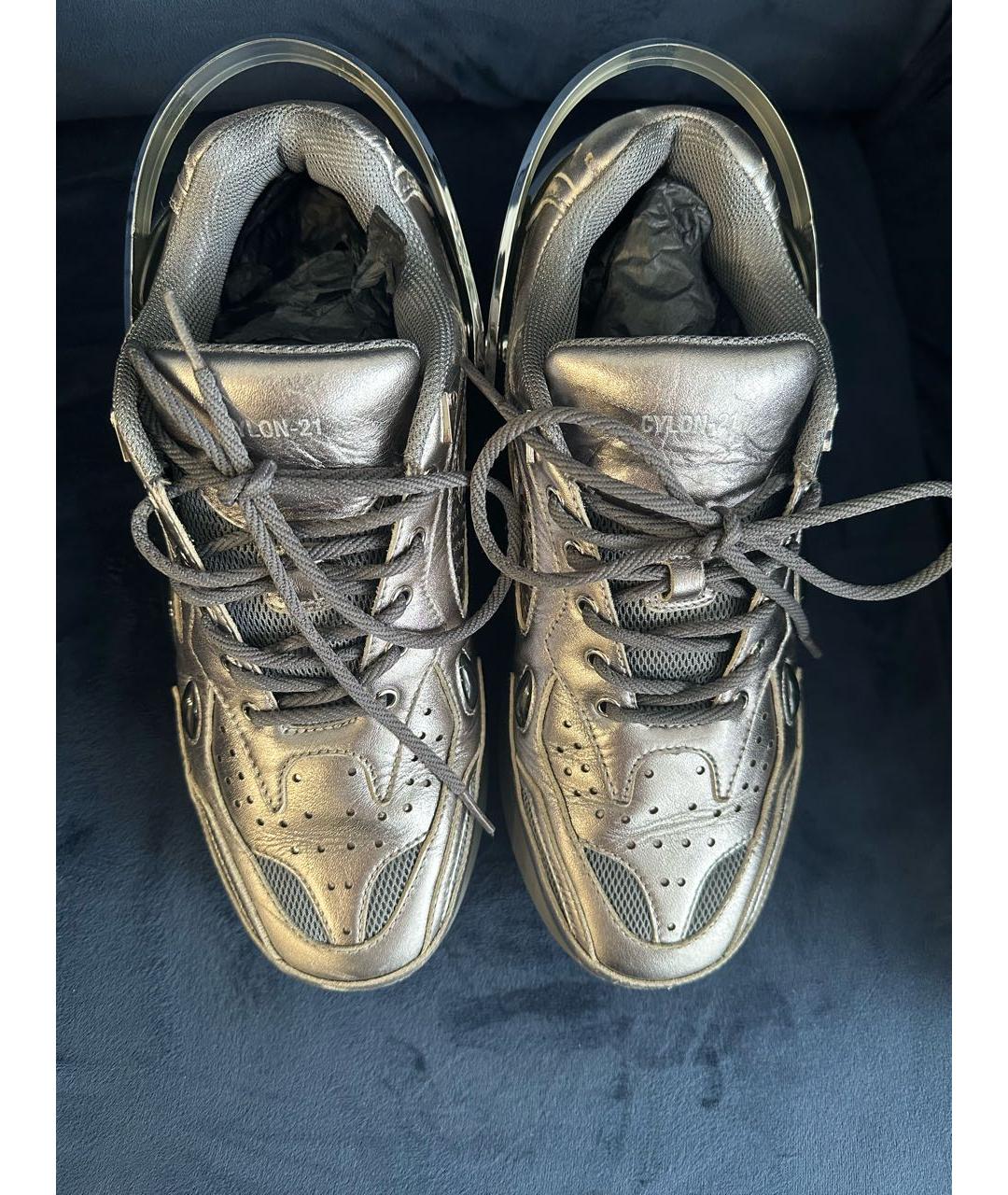 RAF SIMONS Серебряные кожаные низкие кроссовки / кеды, фото 3