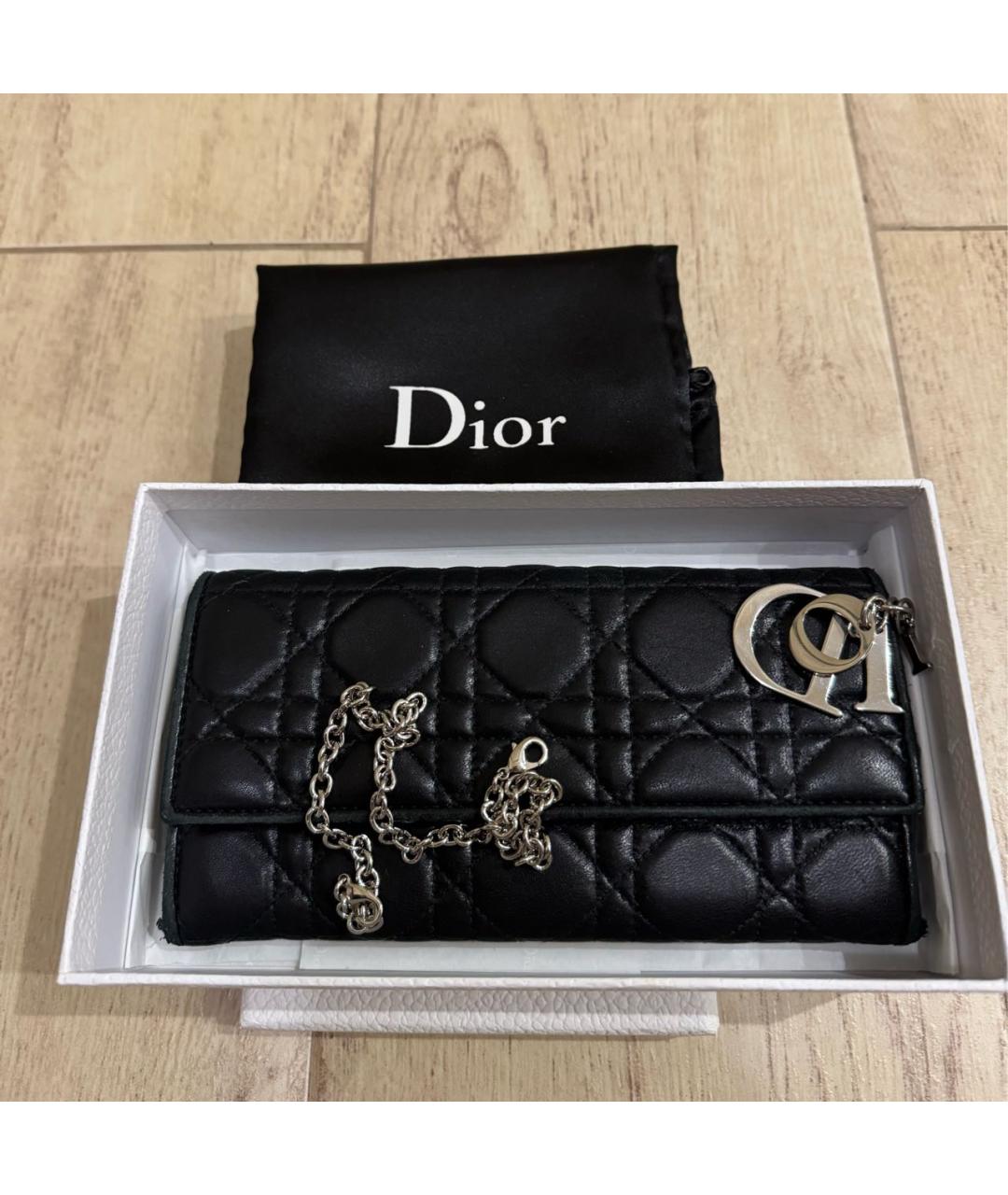 CHRISTIAN DIOR Черный кожаный кошелек, фото 5