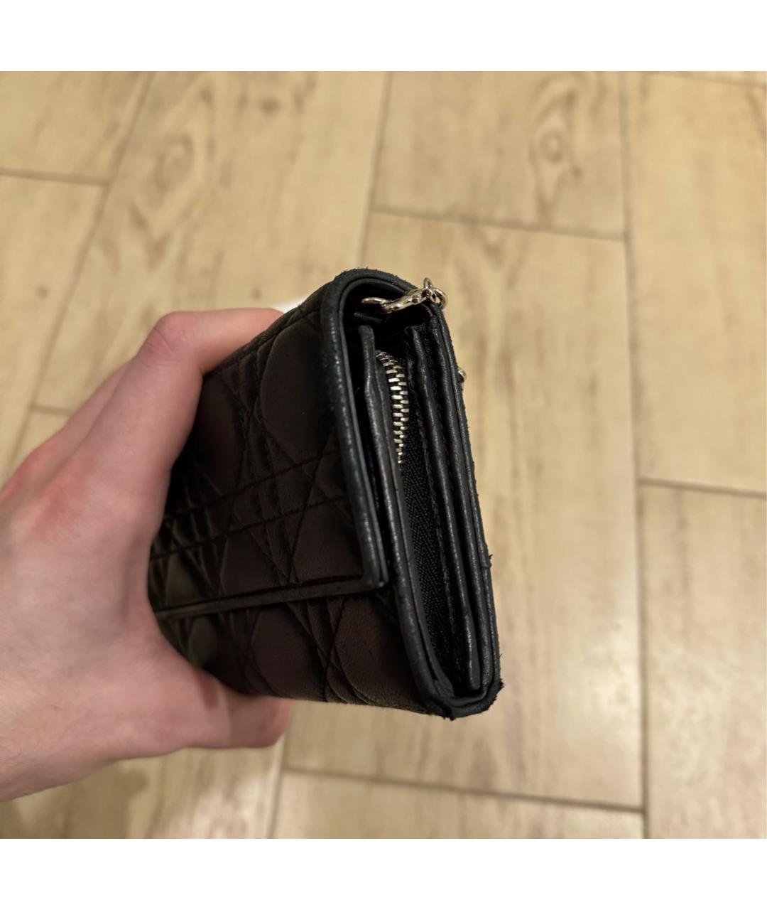 CHRISTIAN DIOR Черный кожаный кошелек, фото 2