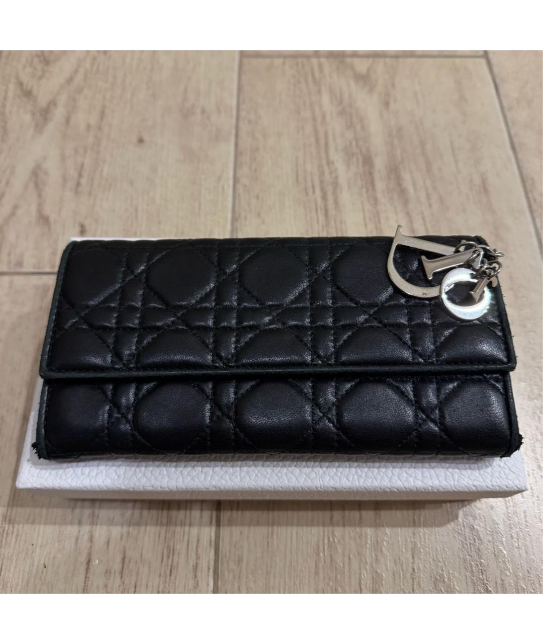 CHRISTIAN DIOR Черный кожаный кошелек, фото 6