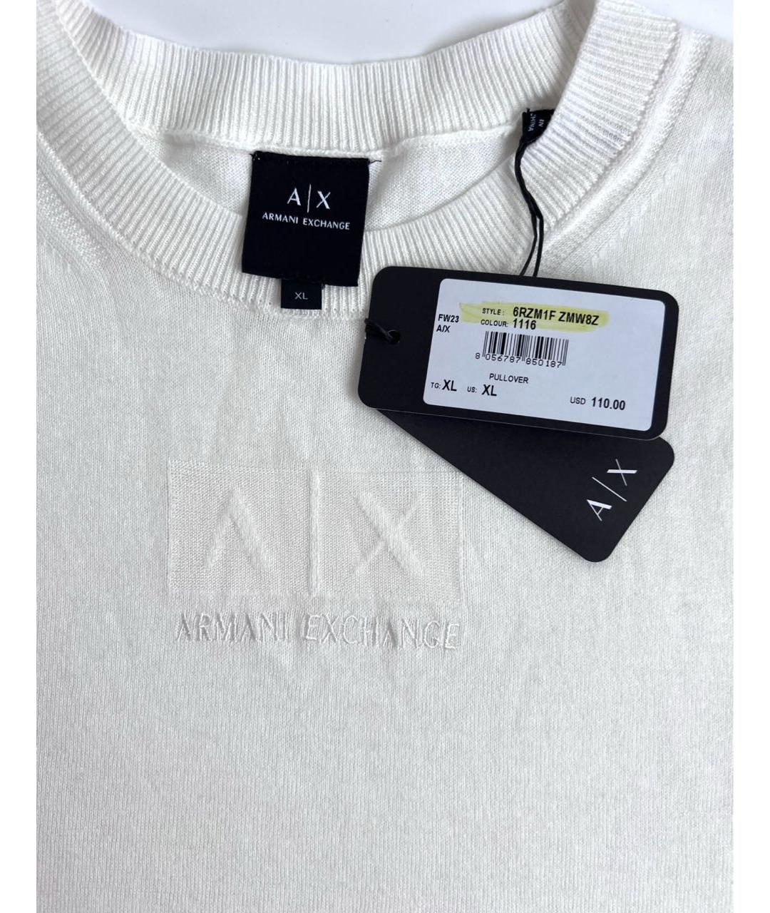 ARMANI EXCHANGE Белый хлопковый джемпер / свитер, фото 6