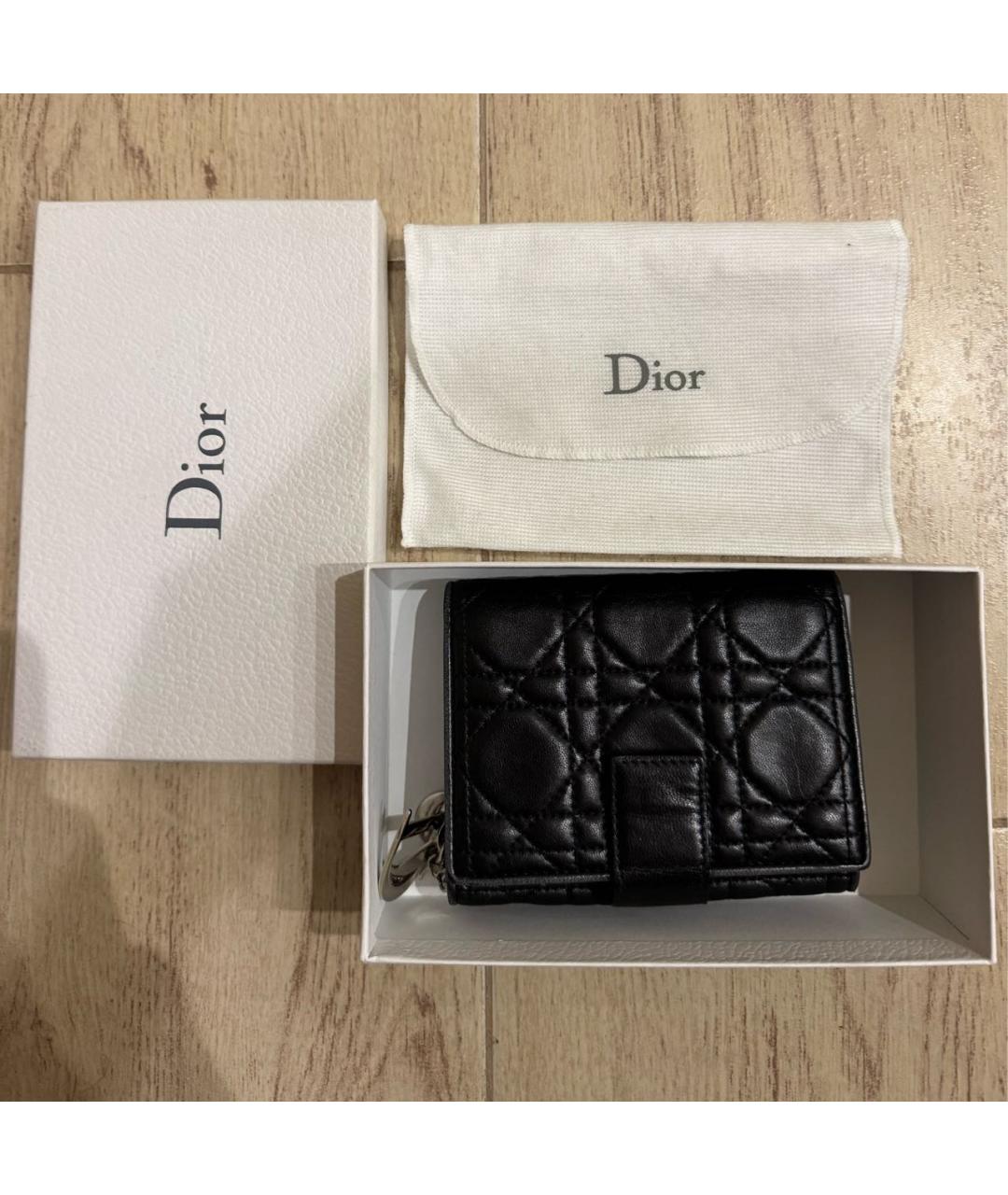 CHRISTIAN DIOR Черный кожаный кошелек, фото 8