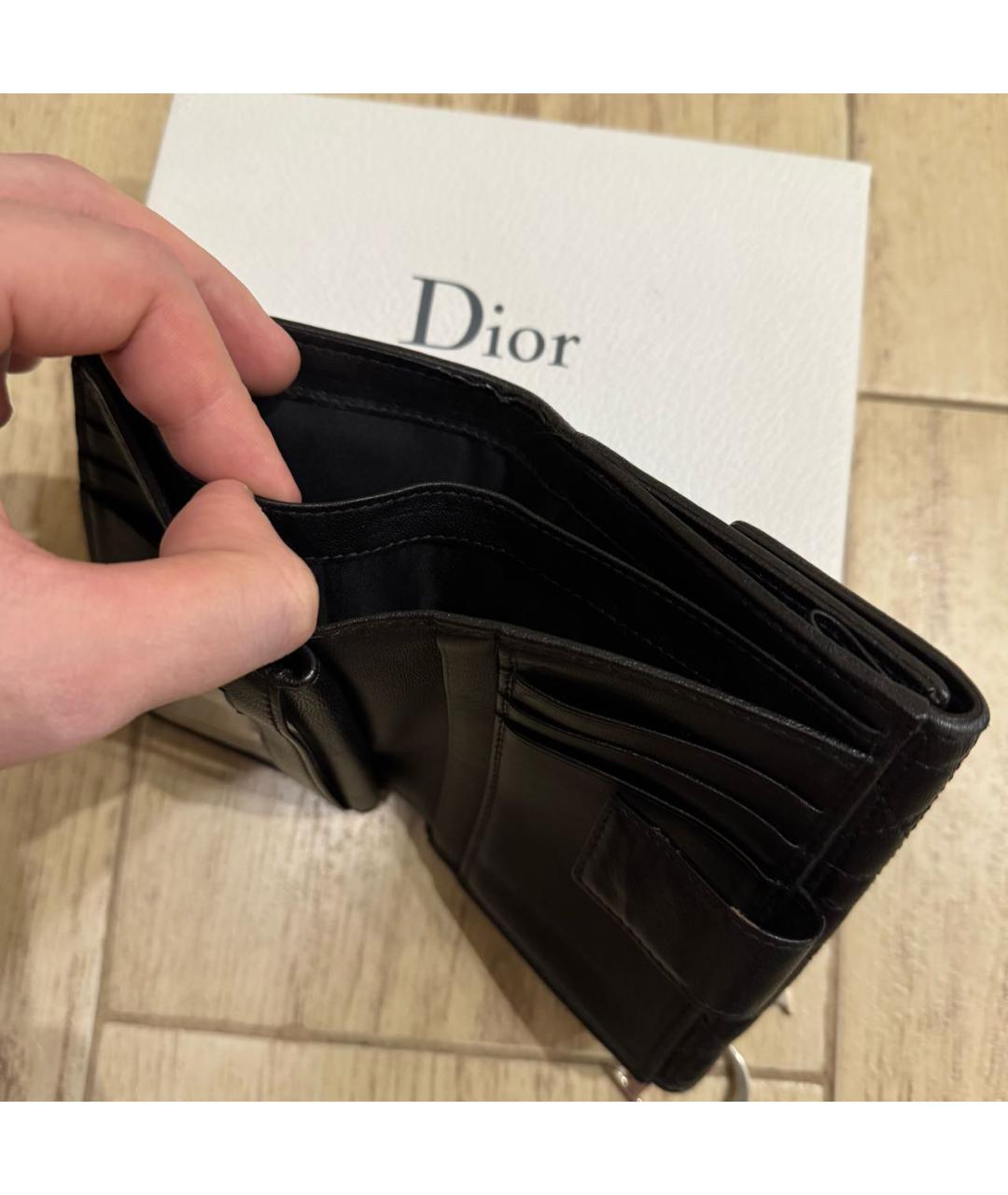 CHRISTIAN DIOR Черный кожаный кошелек, фото 7