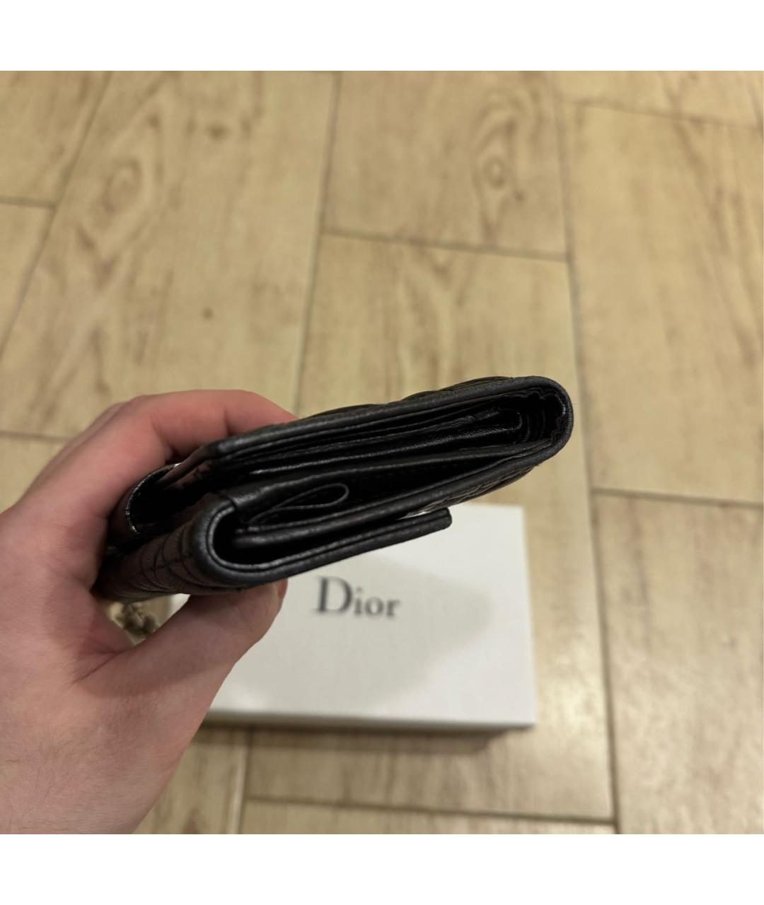 CHRISTIAN DIOR Черный кожаный кошелек, фото 3