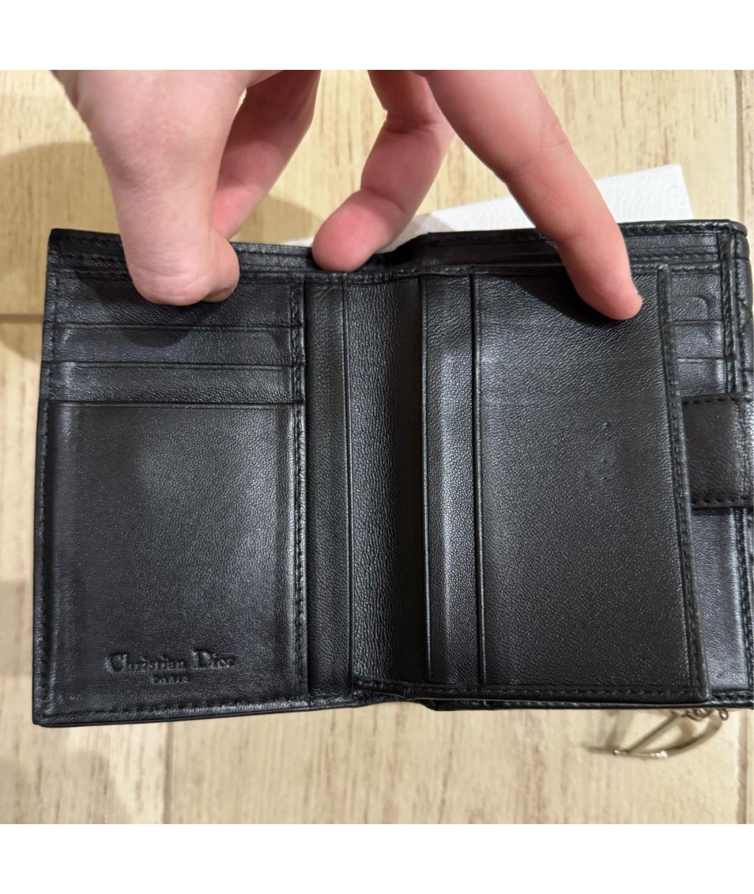 CHRISTIAN DIOR Черный кожаный кошелек, фото 5
