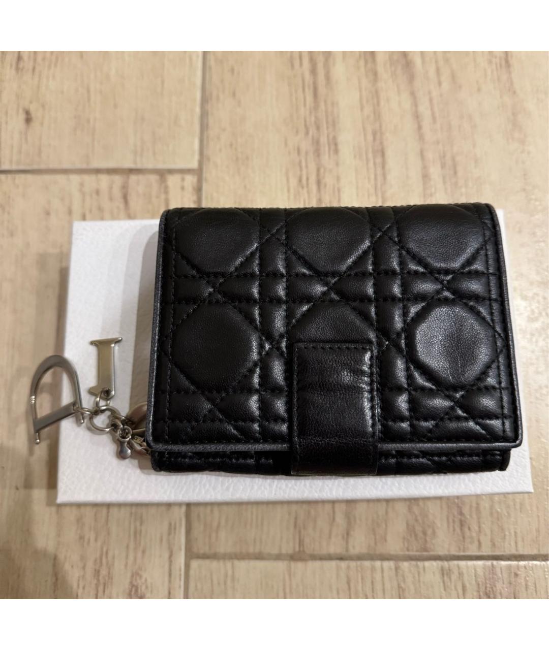 CHRISTIAN DIOR Черный кожаный кошелек, фото 2