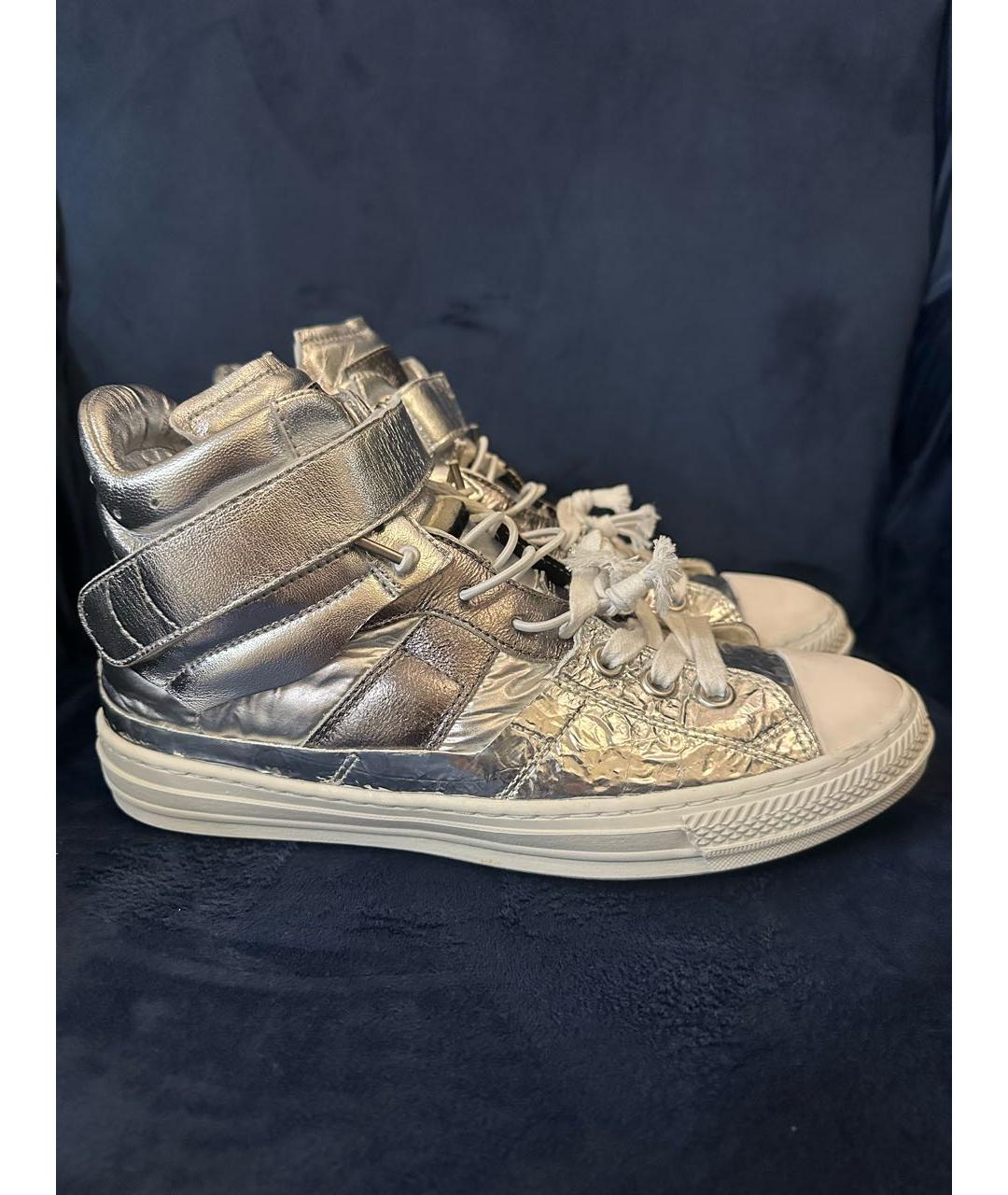 MAISON MARGIELA Серебряные кожаные кеды, фото 8