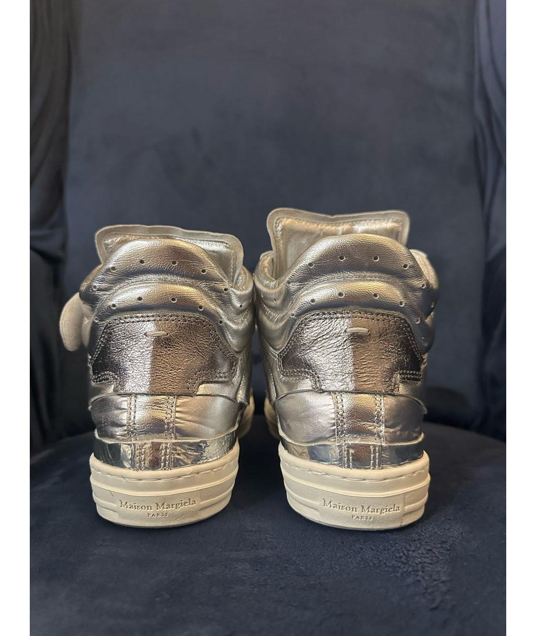 MAISON MARGIELA Серебряные кожаные кеды, фото 6