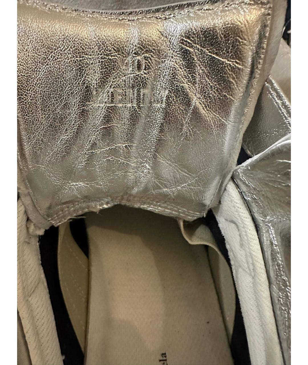 MAISON MARGIELA Серебряные кожаные кеды, фото 5