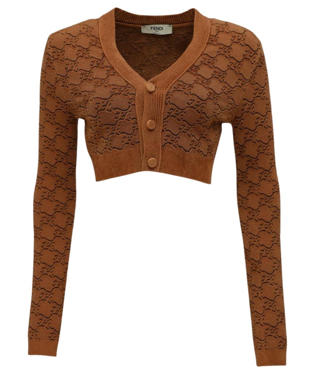 FENDI Коричневый вискозный кардиган, фото 1