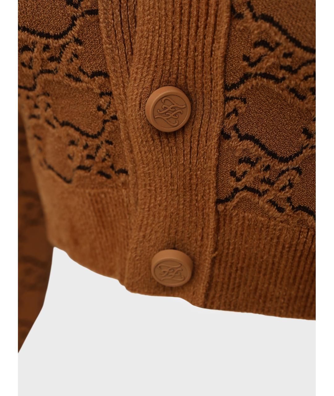 FENDI Коричневый вискозный кардиган, фото 3