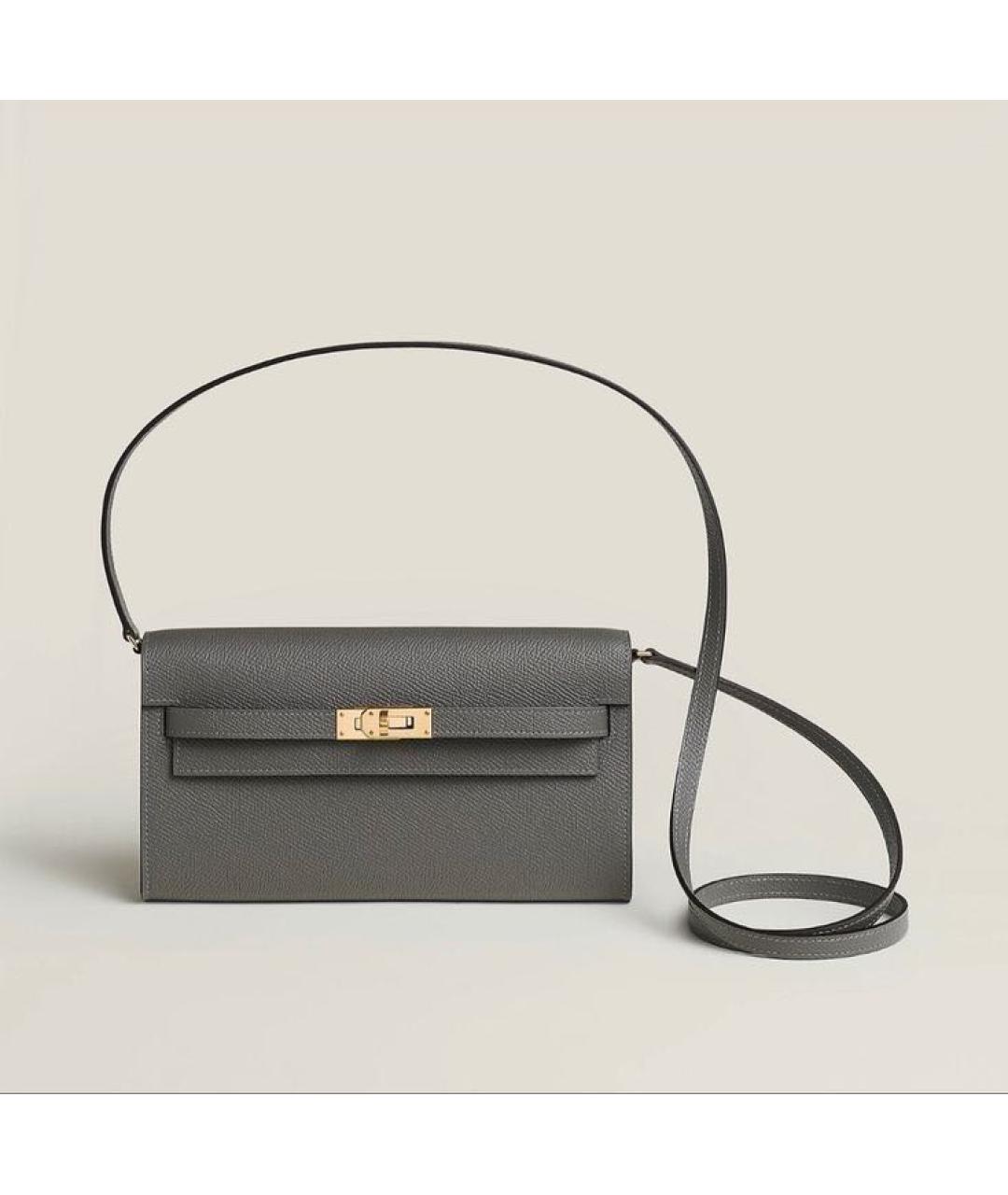 HERMES Серая кожаная сумка через плечо, фото 2