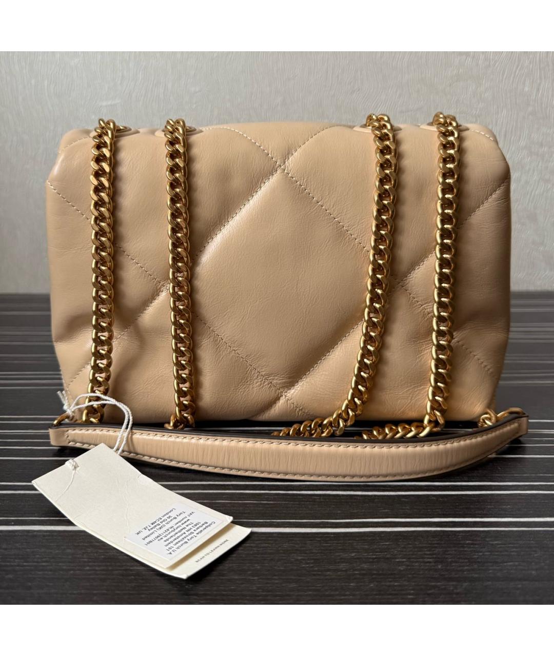 TORY BURCH Бежевая кожаная сумка через плечо, фото 3