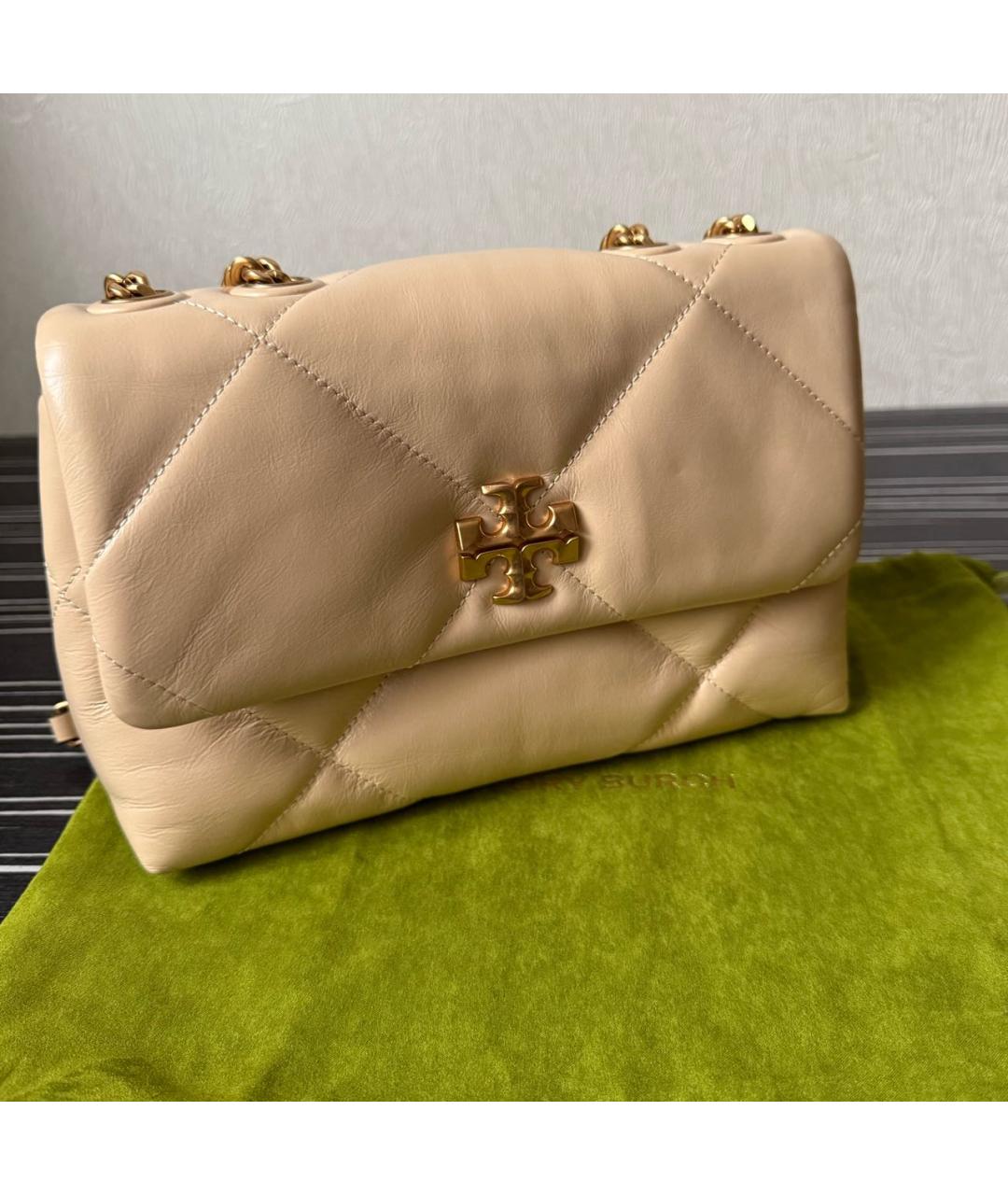 TORY BURCH Бежевая кожаная сумка через плечо, фото 5