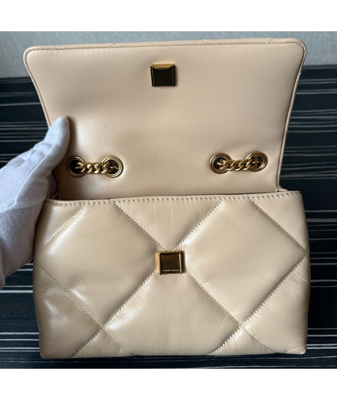 TORY BURCH Бежевая кожаная сумка через плечо, фото 4