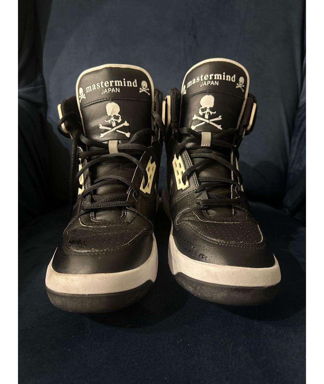 MASTERMIND JAPAN Черные кожаные высокие кроссовки / кеды, фото 3