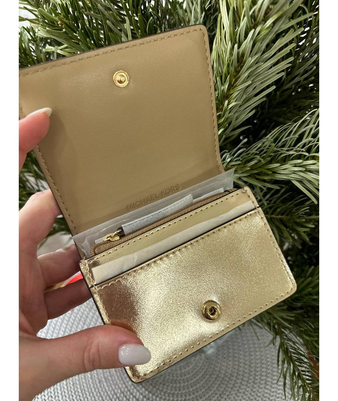 MICHAEL KORS Золотой кожаный кошелек, фото 4